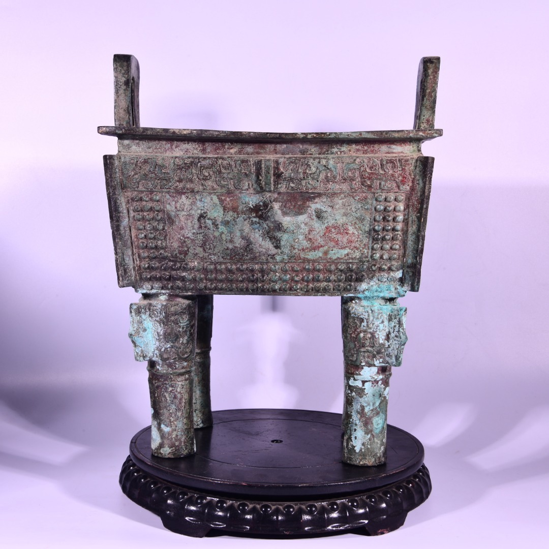 ■TX145■商周時代 青銅器鼓釘 饕餮文 獣面文 方鼎 絶品 時代物 古玩 唐物 古陶磁器■拍卖