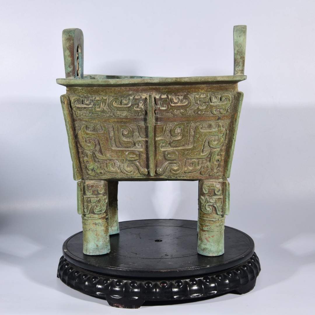 ■TX150■商周時代 青銅器 饕餮文獣面文銘文方鼎 絶品 時代物 古玩 唐物 古陶磁器■拍卖