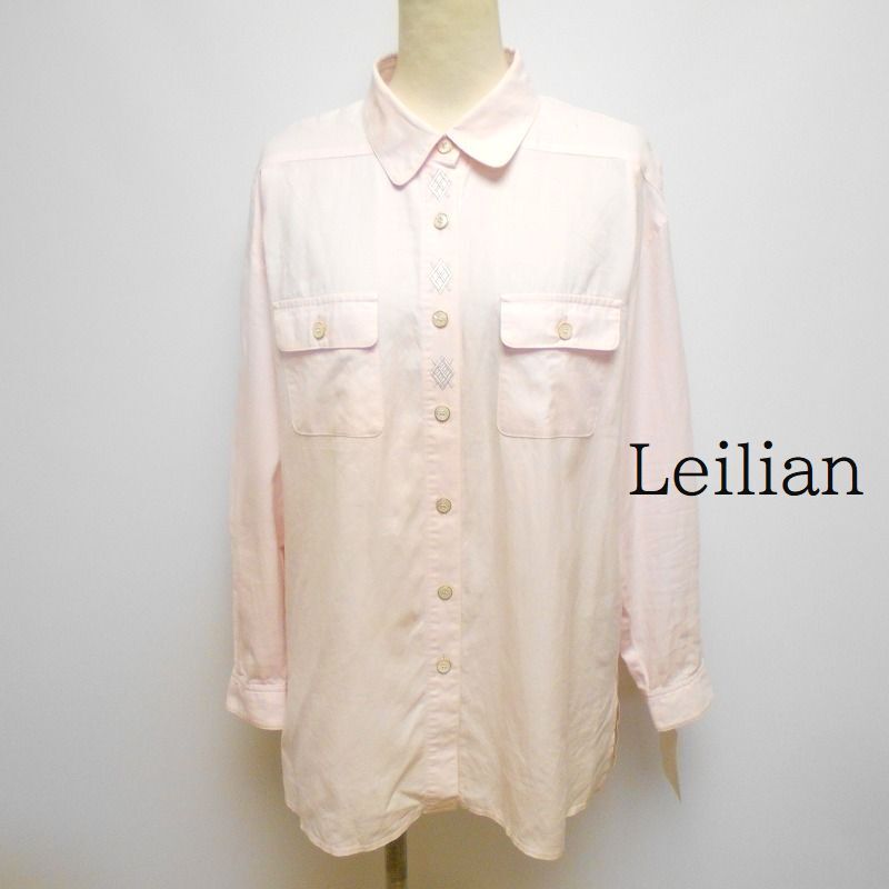 910804 Leilian レリアン ピンク系 長袖 シャツ ブラウス 9【クリックポスト可】拍卖