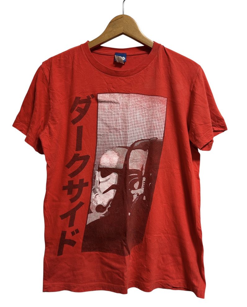 USA古着▽STAR WARS スターウォーズ ダークサイド カタカナ 半袖Tシャツ M 赤 レッド ダースベイダー ストームトルーパー 00's拍卖