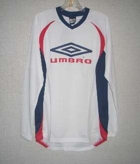 アンブロ かっこいいUBA7850長袖プラシャツWNV 白×紺 ホワイト×ネイビー Lサイズ umbro 新品 レトロ 即決'拍卖