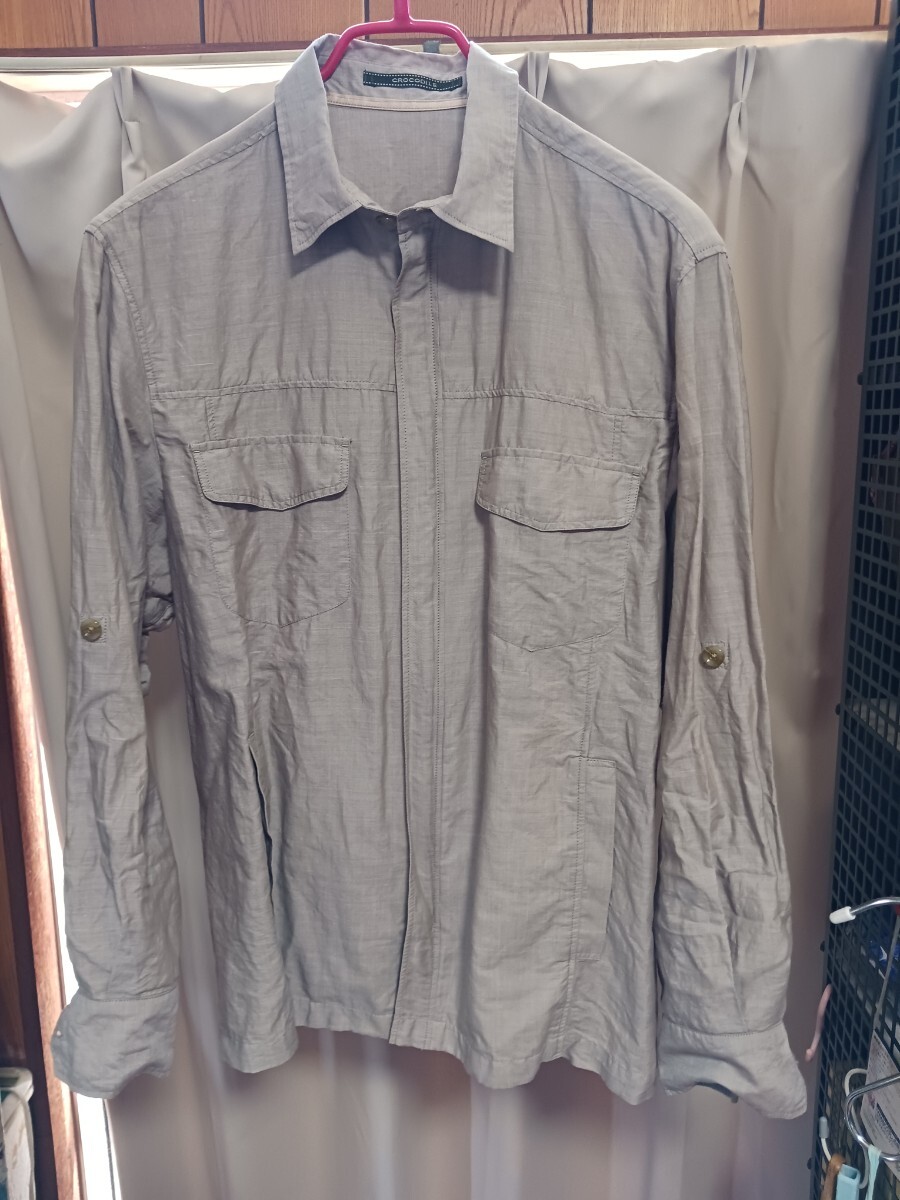 CROCODILE ジャケット シャツ 綿 麻 コットン Lサイズ ラコステ クロコダイル拍卖