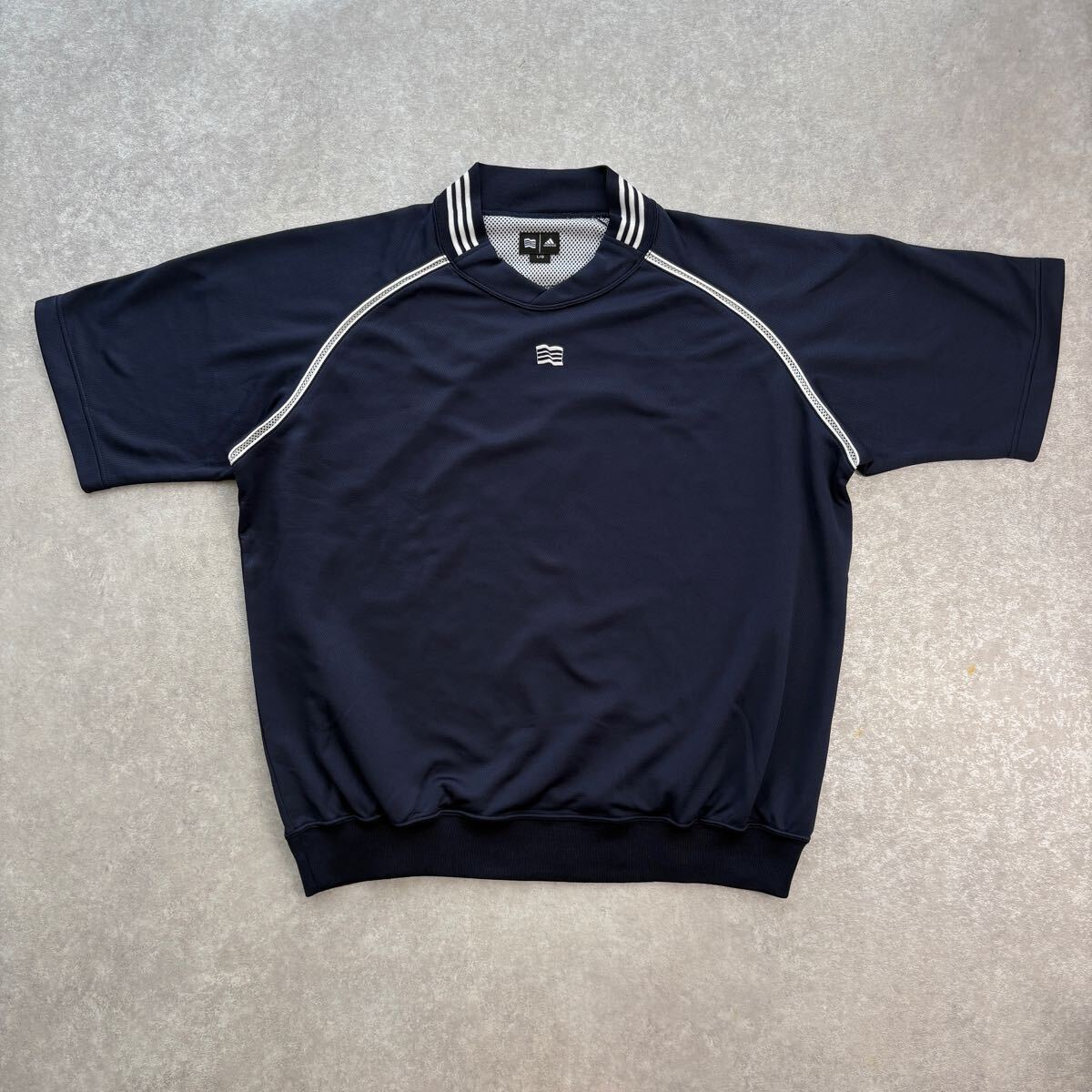 アディダスゴルフ adidas GOLF プルオーバー 半袖 シャツ 刺繍ワンポイント ネイビー Lサイズ拍卖