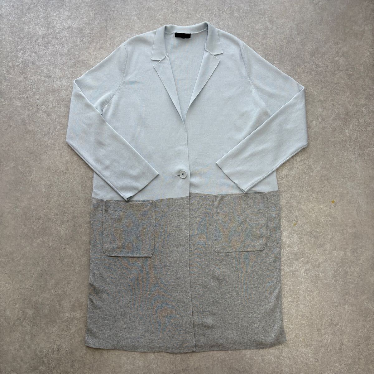 ICB ロングカーディガン ツートンカラー ライトグレー スカイグレー Sサイズ オンワード樫山拍卖