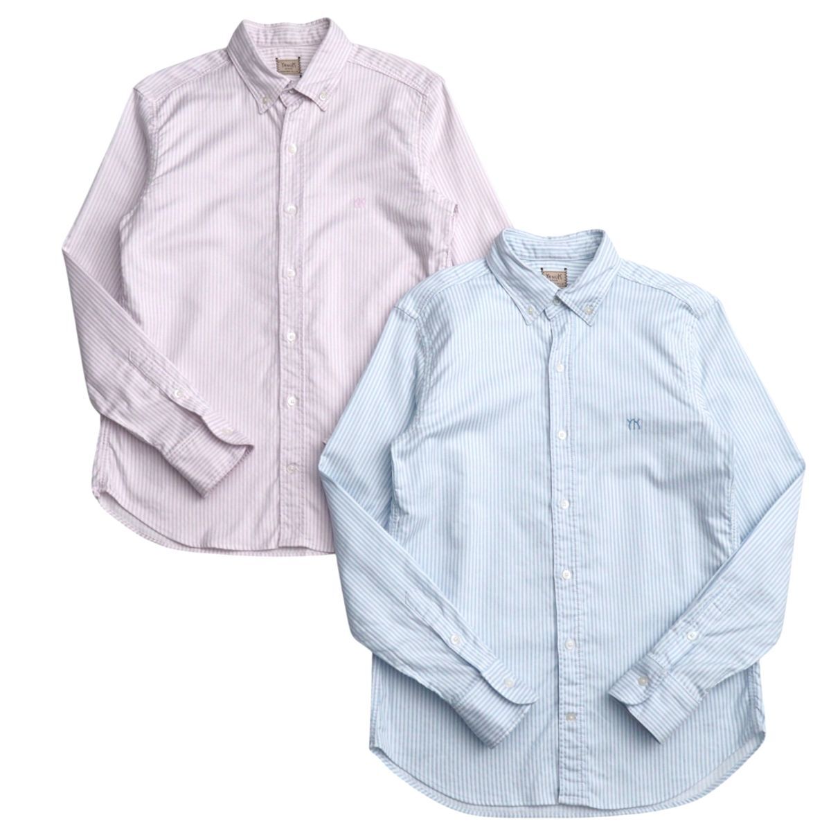 GR9840▽YANUK/ヤヌーク*2点セット*メンズ*ストライプシャツ/ボタンダウンシャツ/コットンシャツ/長袖シャツ*ピンク系/ブルー系*57273018拍卖