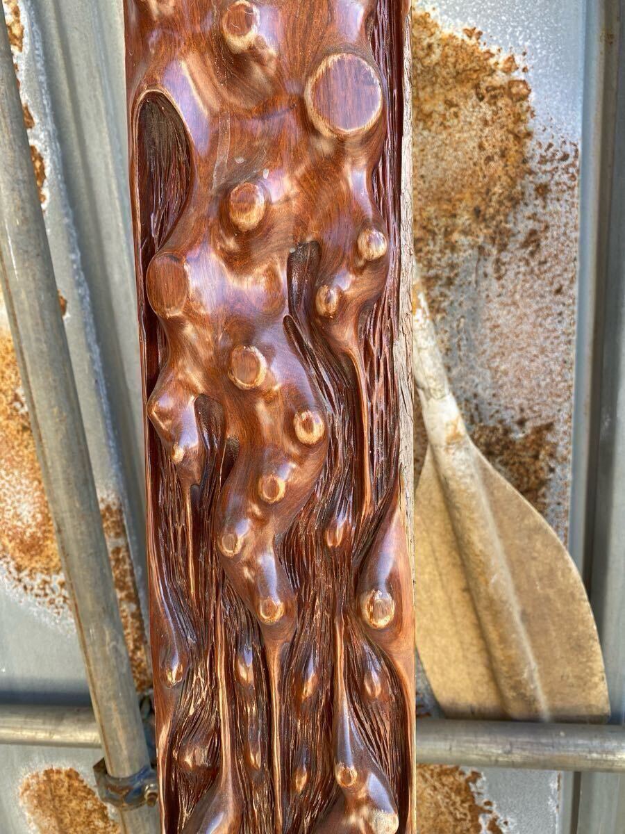 希少 前彫 床柱 全長約30cm飾り柱 彫り加工 茶室 和室 床の間 木材 角材 【直接引取】拍卖