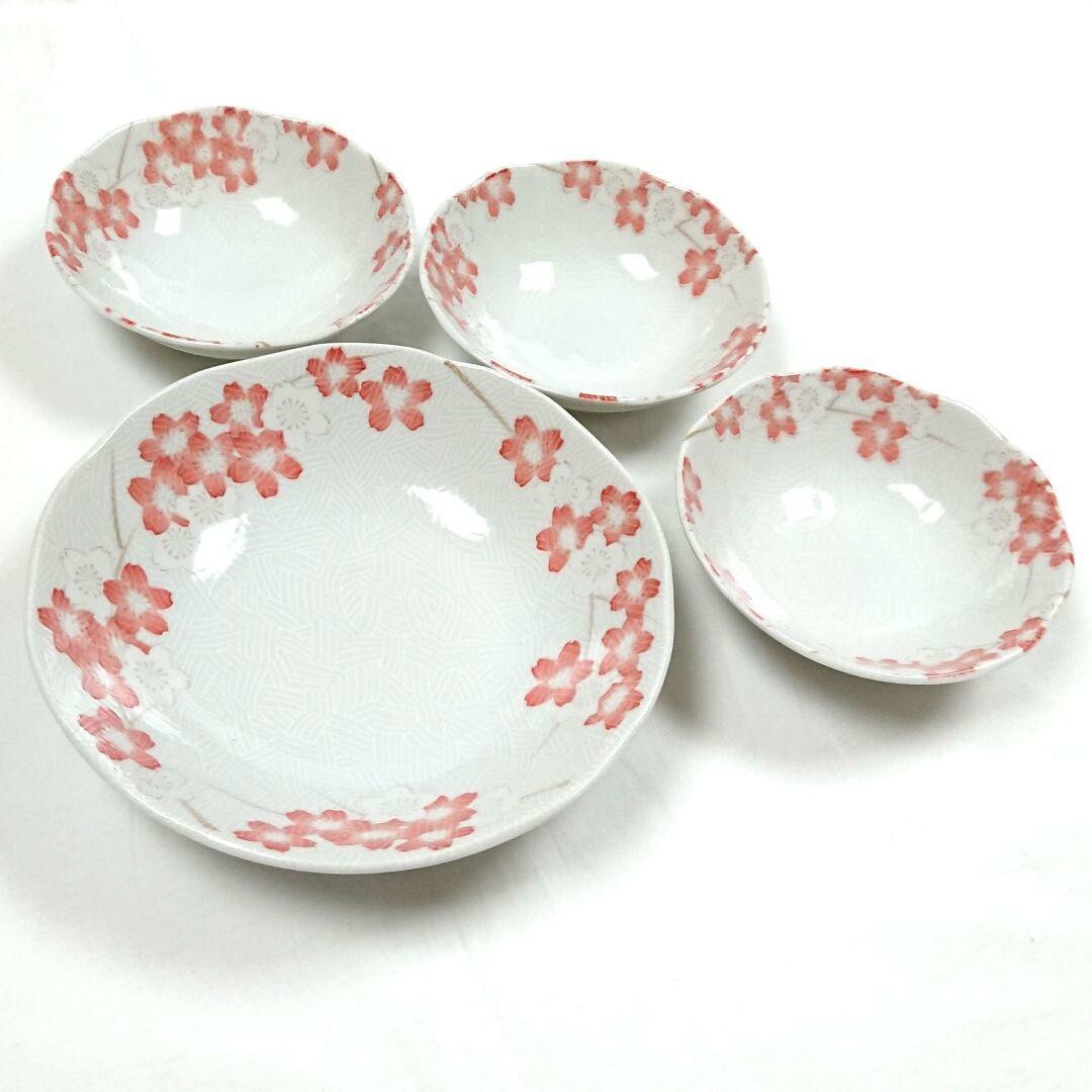 【桜柄】桜模様 食器セット 4点 大皿 小皿 風月 陶器 花柄 和食器 取り皿 拍卖