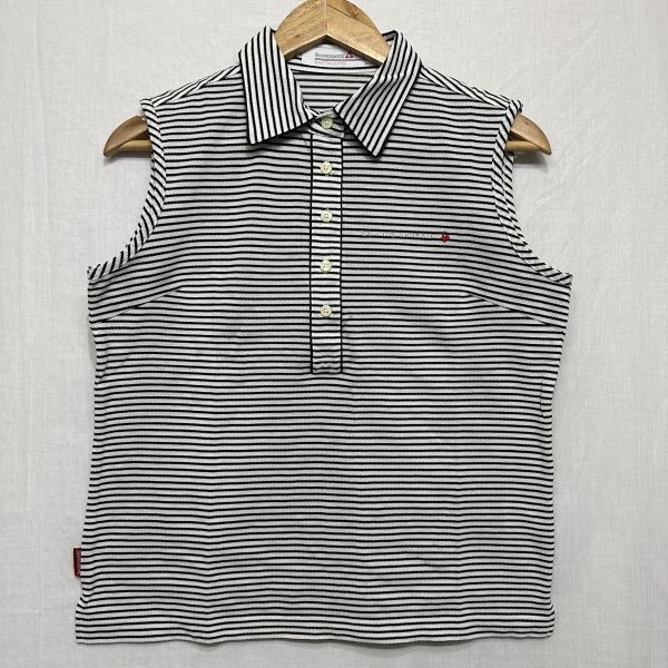 le coq sportif golf ルコックスポルティフ ゴルフ ノー スリーブ ポロ シャツ ウェア レディース L 白 ホワイト 黒 ブラック b19504拍卖