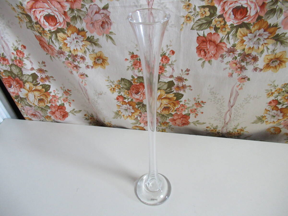 R7 08★アンティーク★ガラス 一輪挿し/一輪差 高さ40cm フラワーベース スガハラ SUGAHARA ガラス花瓶 長花瓶 花器 花活け 拍卖