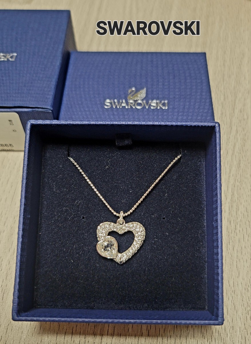 【SWAROVSKI】スワロフスキー ネックレス ダブルハート 箱入 美品拍卖