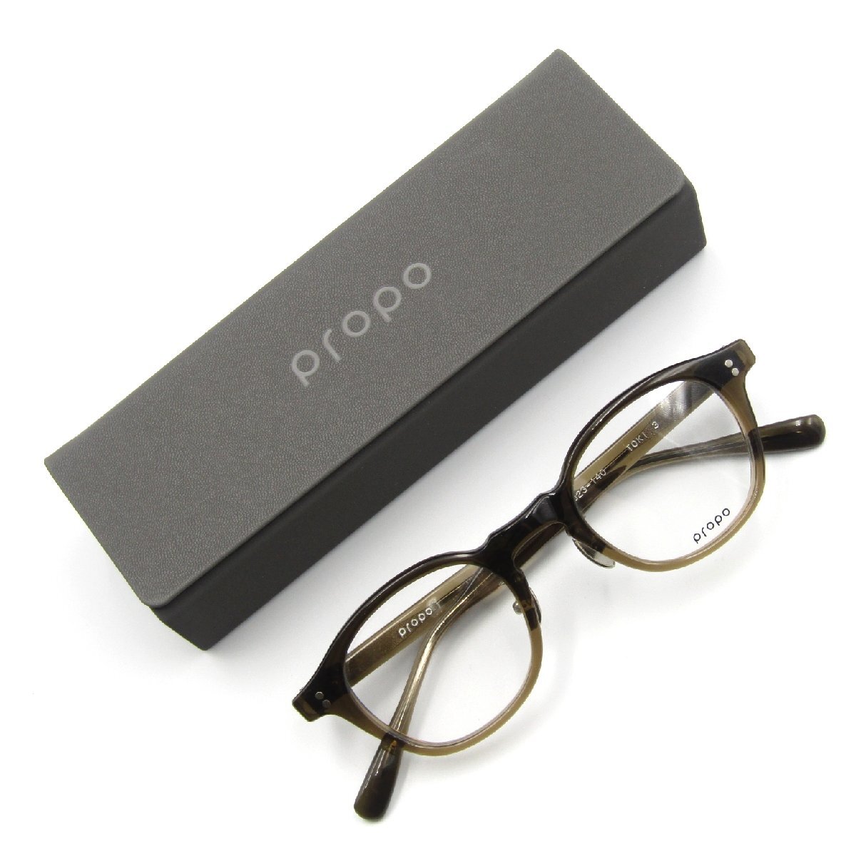 未使用 propo プロポ メガネフレーム TOKI 日本製 トキ ウェリントン スクエア 3 ブラウンクリアハーフ 61003514拍卖