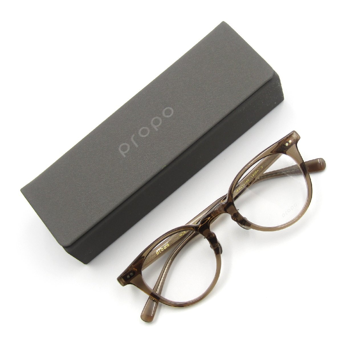 未使用 propo プロポ メガネフレーム LAURA 日本製 ローラ ボストン 3 ブラウングレークリア 61003513拍卖