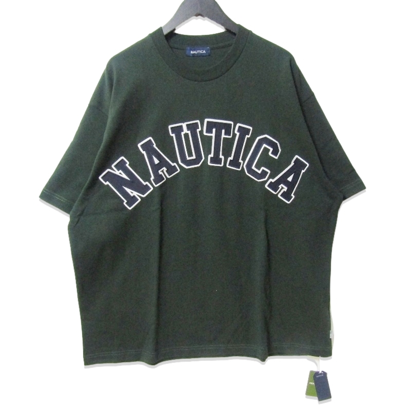 未使用 NAUTICA ノーティカ 半袖Tシャツ 251-12110 Arch Logo S/S Tee アーチロゴ コットン 中国製 グリーン XL タグ付き 27110710拍卖