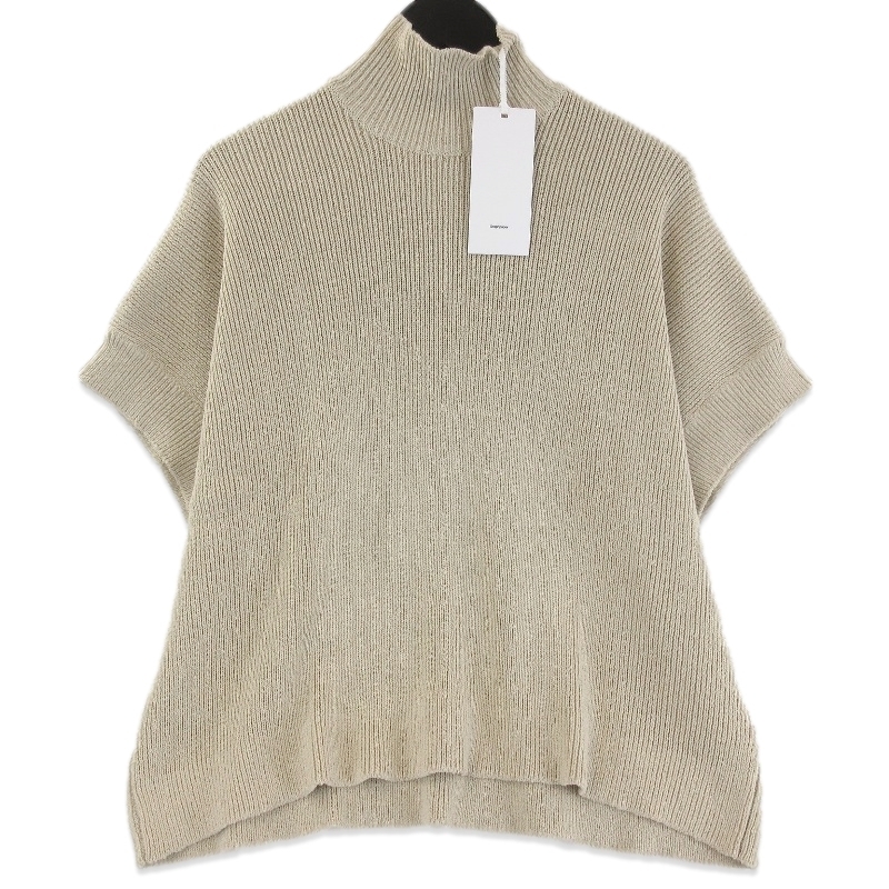 未使用 Graphpaper グラフペーパー Linen Solotex S/S Mock Neck Knit GL251-80060 リネン ソロテックス ベージュ 0 タグ付き 71013078拍卖