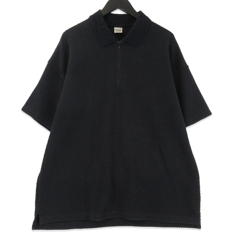 CALEE キャリー 半袖ポロシャツ CL-24SS048 DOUBLE FACE DROP SHOULDER ZIP POLO ダブルフェイス ブラック 黒 M 71013173拍卖
