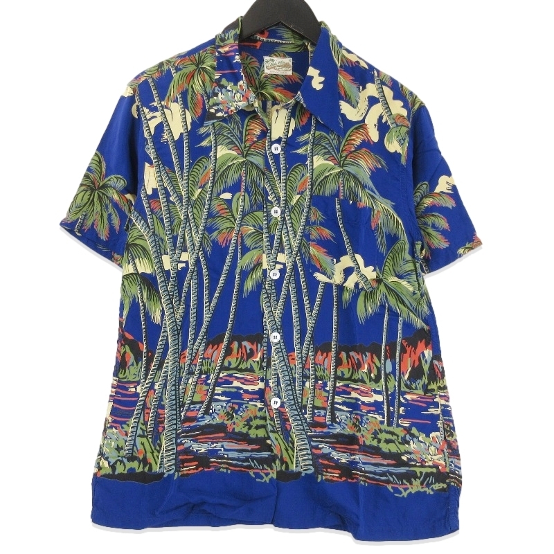 The REAL McCOY'S 旧リアルマッコイズ 半袖アロハシャツ ダイヤモンドヘッド ハワイアンシャツ レーヨン 総柄 ブルー S 71013204拍卖