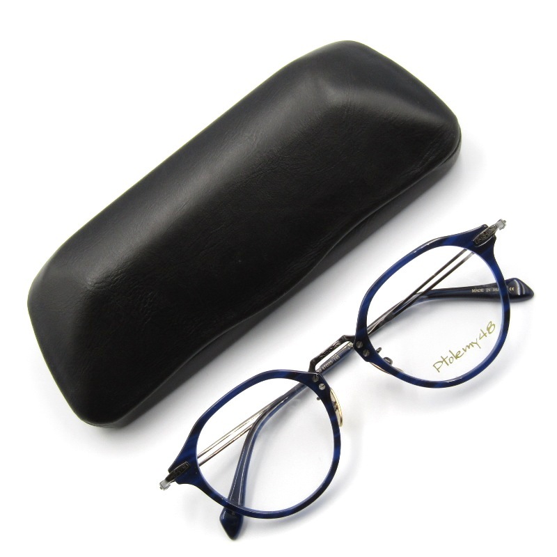 美品 Ptolemy48 トレミー48 メガネフレーム E-070 EMPEROR 日本製 エンペラー BL ブルー/ガンメタリック 61003491拍卖