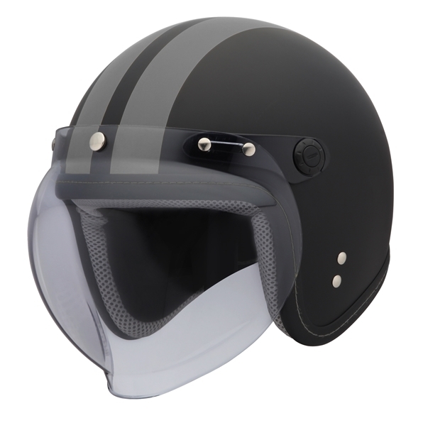 正規代理店 ユニカー工業 BH-36GY MATTED スモールジェットヘルメット (カラー/マットブラック グレーライン) unicar ココバリュー拍卖