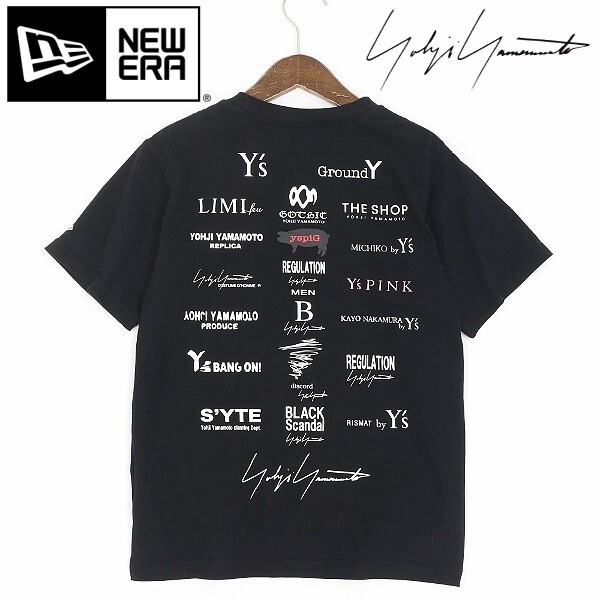 【HA15】◆Yohji Yamamoto ヨウジヤマモト × ニューエラ 1.4万 ロゴプリント コットン 半袖 Tシャツ 黒 ブラック 2拍卖