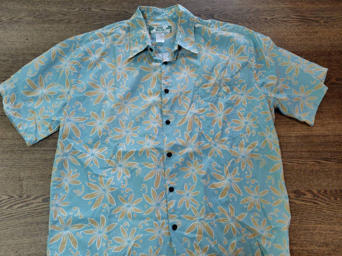名門ハワイアンアロハ★TWO PALMS ツーパームス Made in Hawaii USA コットン100% USAのLサイズ 大きめ拍卖