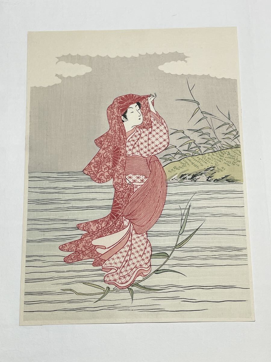 即決!真作 鈴木春信/達磨美人画 浮世絵の木版画(検索=北斎 広重 国芳 豊国 国貞 国周 周延 英泉 芳年 暁斎 是真 月耕 清方 金魚 猫 犬)拍卖