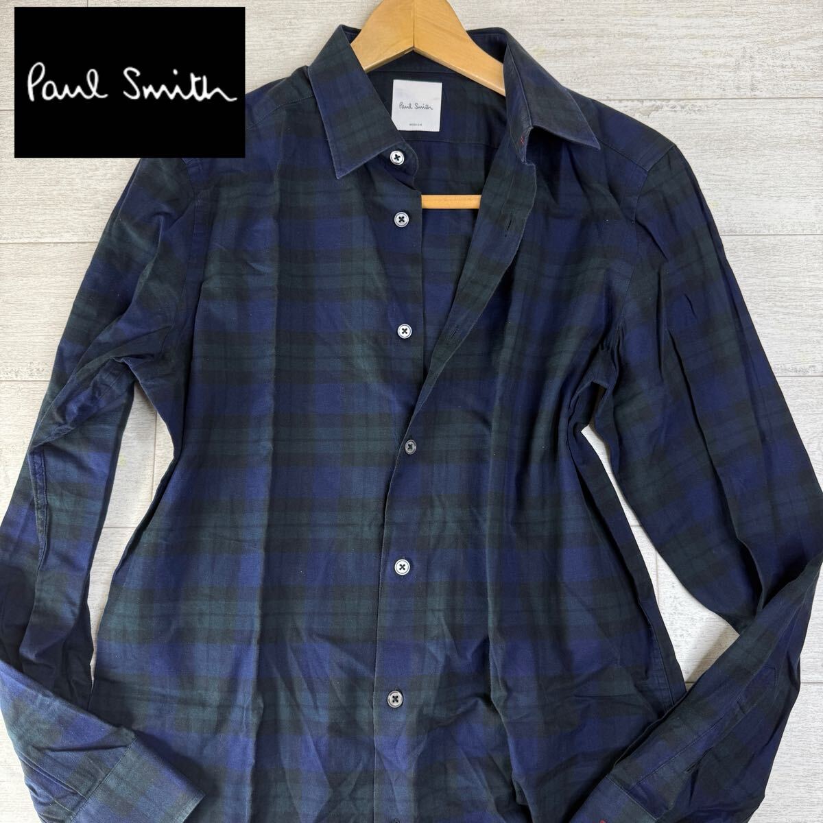 【美品】ポールスミス Paul Smith 長袖シャツ ストライプ トップス カジュアル メンズ サイズM ボタンジャケット拍卖