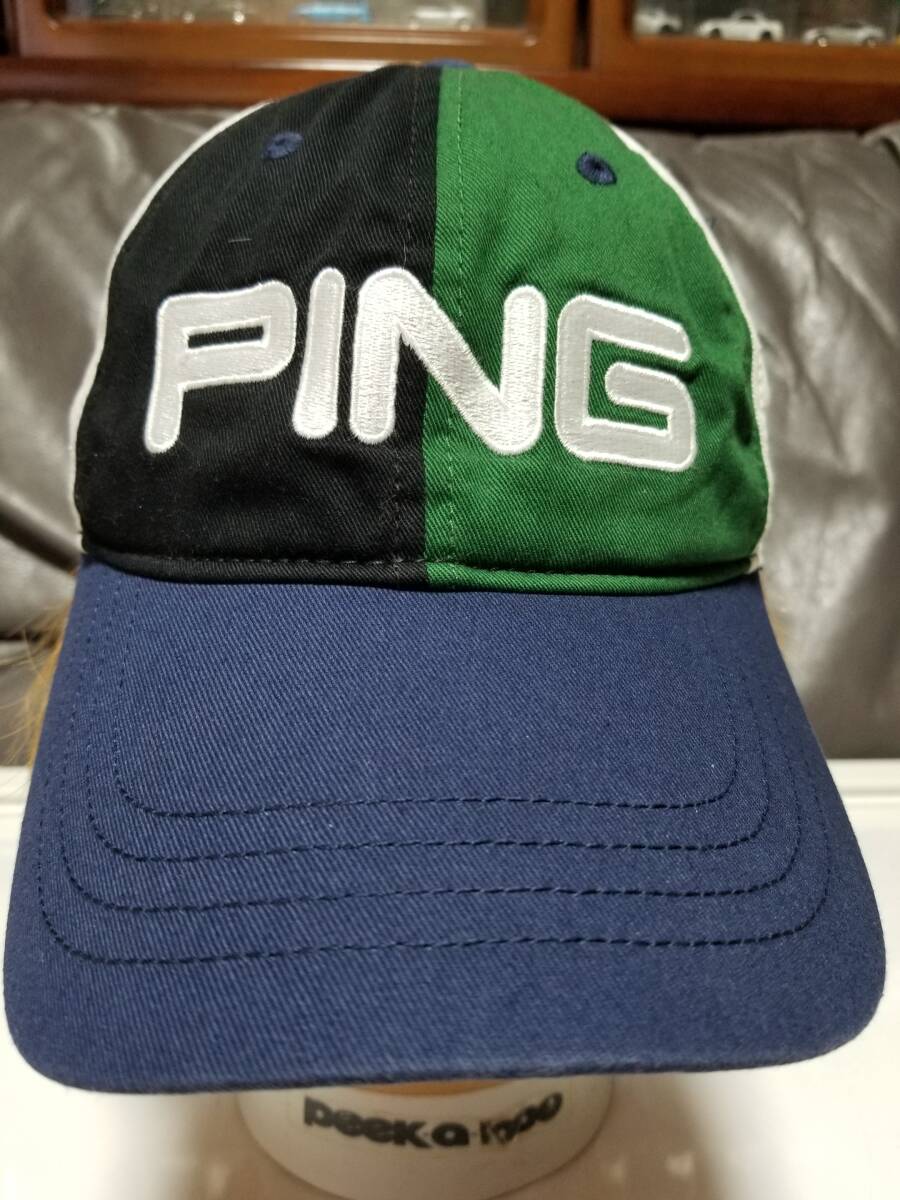 美品 PING トリコロールキャップ  綿100拍卖