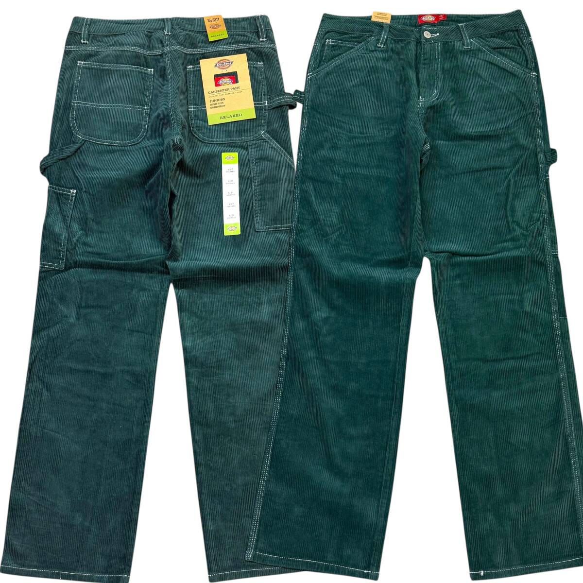 Dead Stock! Dickies Carpenter Pant 5/27 W30~31相当 コーデュロイパンツ ペインター パンツ グリーン High Rise Corduroy ディッキーズ拍卖