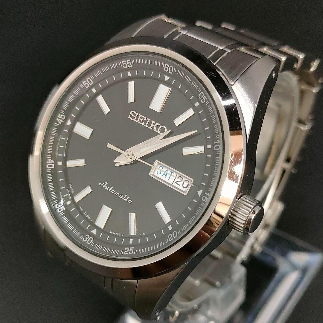 極美品 SEIKO セイコー ブラック シルバー 自動巻き メンズ 時計 メンズ拍卖