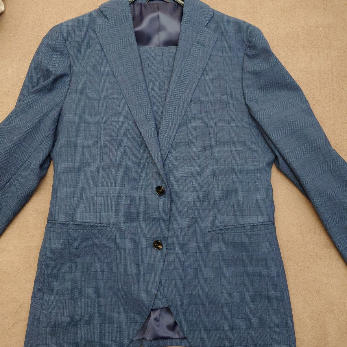 スーツ テーラードジャケット スラックス セットアップ グレンチェック ネイビー THE SUIT COMPANY 未使用品 L〜LLサイズ拍卖