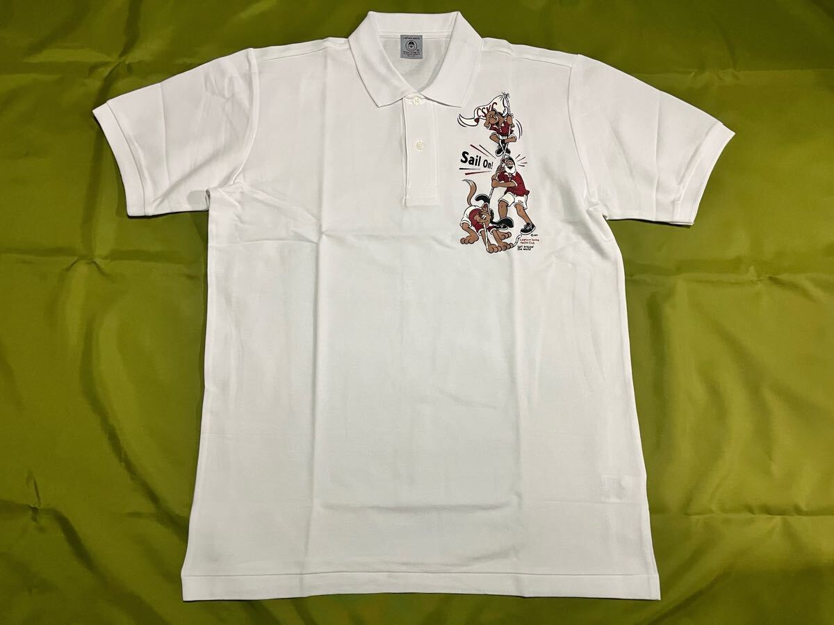 即決★新品 キャプテンサンタ プリントが目立つ半袖ポロシャツ XL 白拍卖