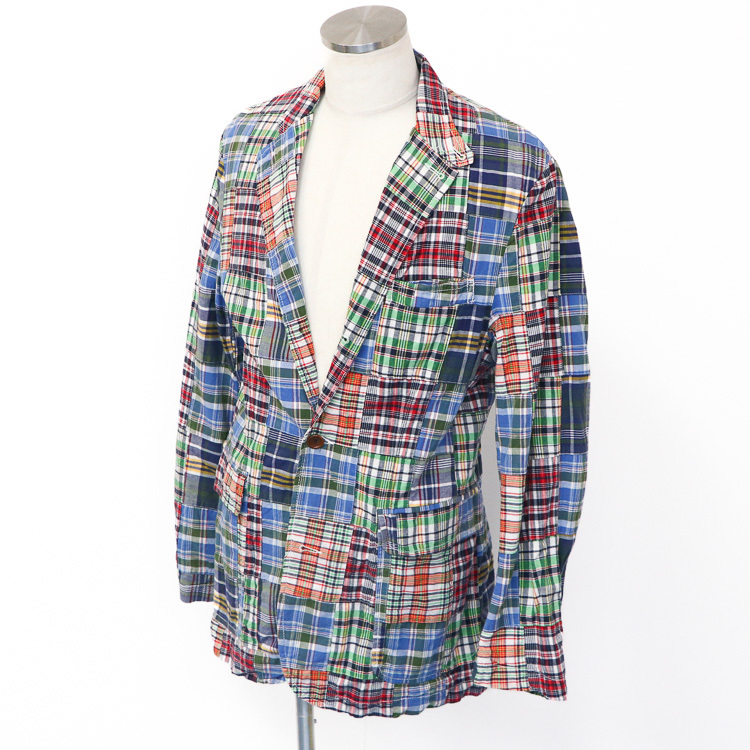TOMMY HILFIGER トミーヒルフィガー パッチワーク 3B テーラードジャケット コットン100% 本切羽4つ重ね釦 サイズM 肩幅47cm拍卖