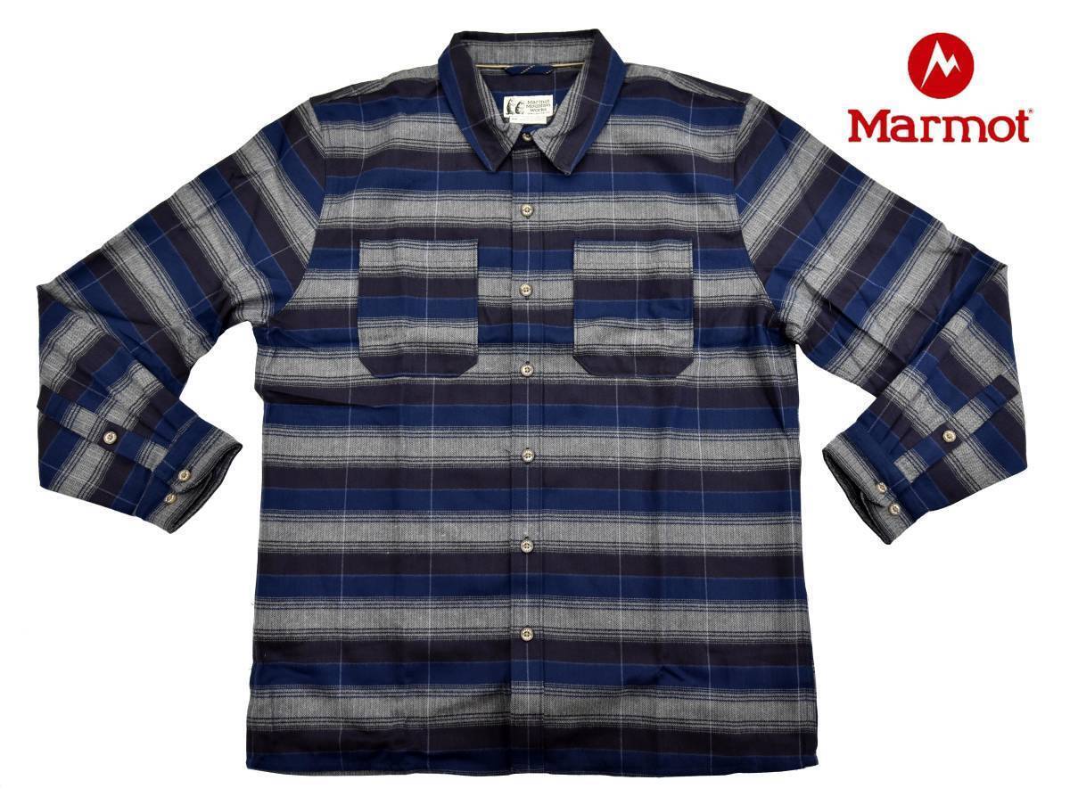 送料無料1★Marmot★マーモット Ridgefield ヘビーウエイトフランネル 長袖シャツ size:M アークティックネイビー拍卖