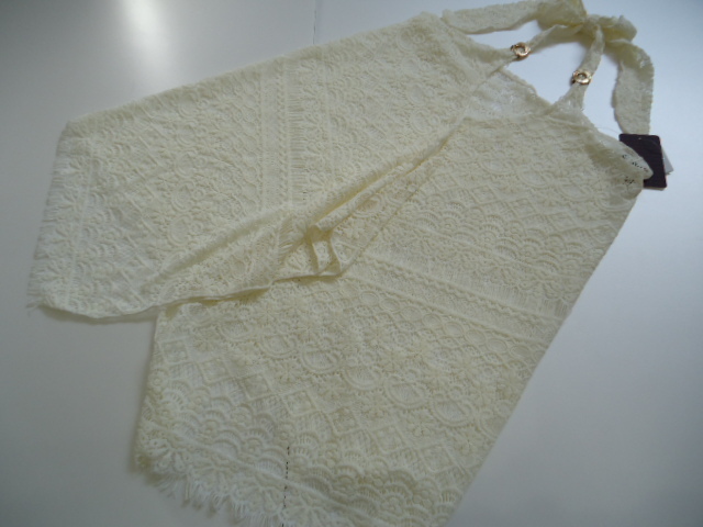 【KCM】jhk-62■アウトレット未使用品■【【ナックルマーケット】 レディース水着 カバーアップ レース オフホワイト拍卖