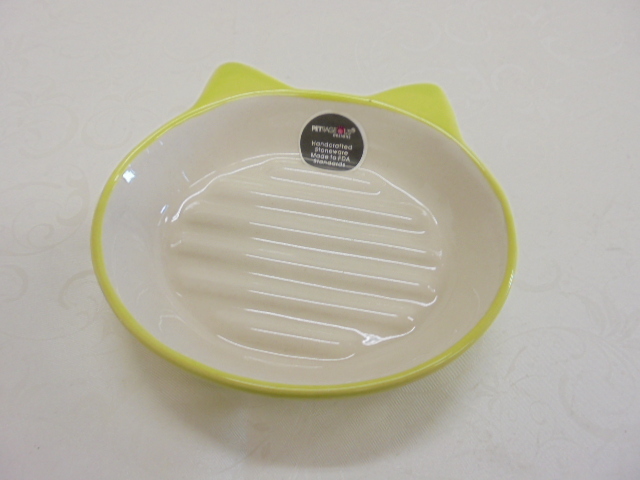 【KCM】PTO-152★未使用・保管品★ペットレジオスデザイン 猫用食器 『イージーダイナーキャットディッシュ』 ライムグリーン拍卖