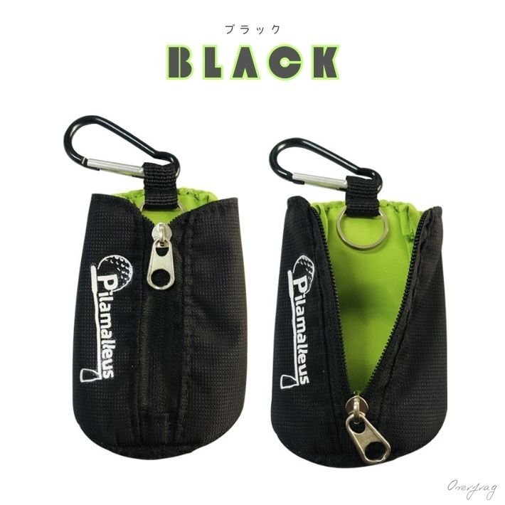 ブラック キーリング 付き ゴルフ ボールケース 2個用 ベルトポーチ メンズ レディース おしゃれ 小物入れ ゴルフ用品 コンペ 景品拍卖