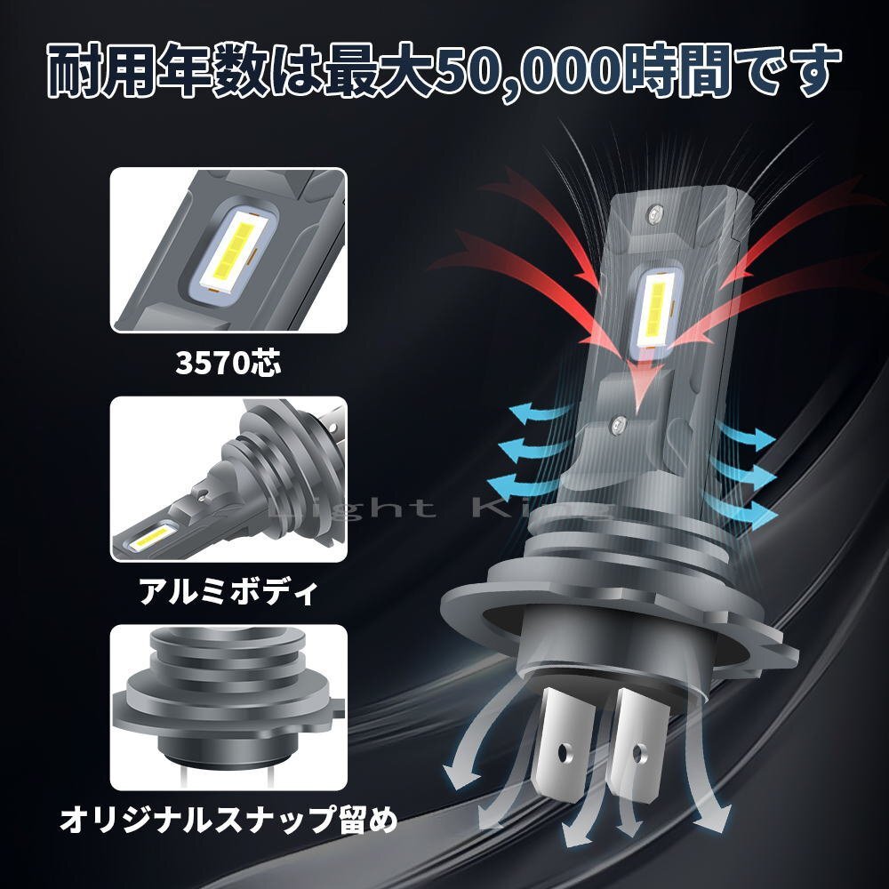 1年保証 毎日発送 ポン付 6000LM H7 LED 超小型 ファンレス バイク専用 ヘッドライト 明るさ300%UP拍卖