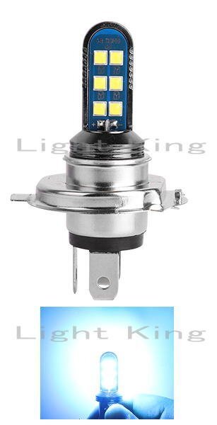 H4 Hi Lo ブルー 青色 ポン付 バイク 12LEDチップ ヘッドライト 明るさ300%UP 両面発光 スカイウェイブ650/デスペラード800/ブルバード800拍卖