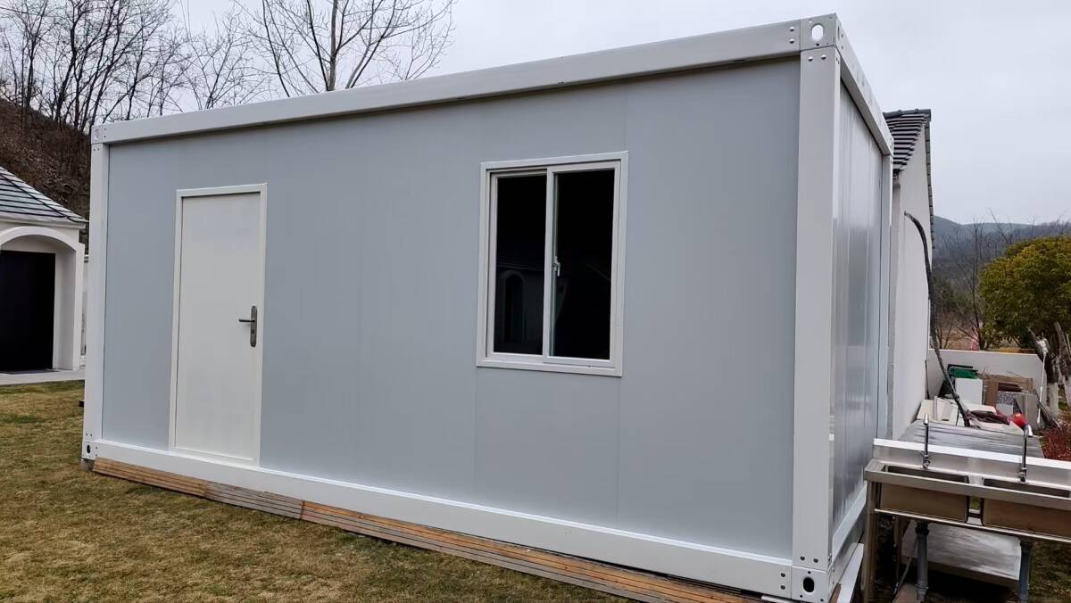 【激安在庫】3M×5.95M(5.4 坪)組み立て式ユニットハウス 1 戸用 グレーモダンデザイン 仮設住宅・倉庫兼用拍卖