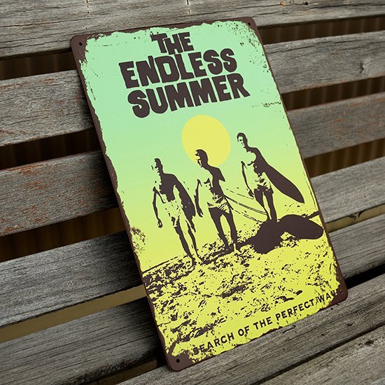 【ブリキ看板】 The Endless Summer エンドレスサマー サーフィン 名画 洋画 看板 レトロ風 インテリア カフェ 20cm×30㎝・送料無料 ②拍卖