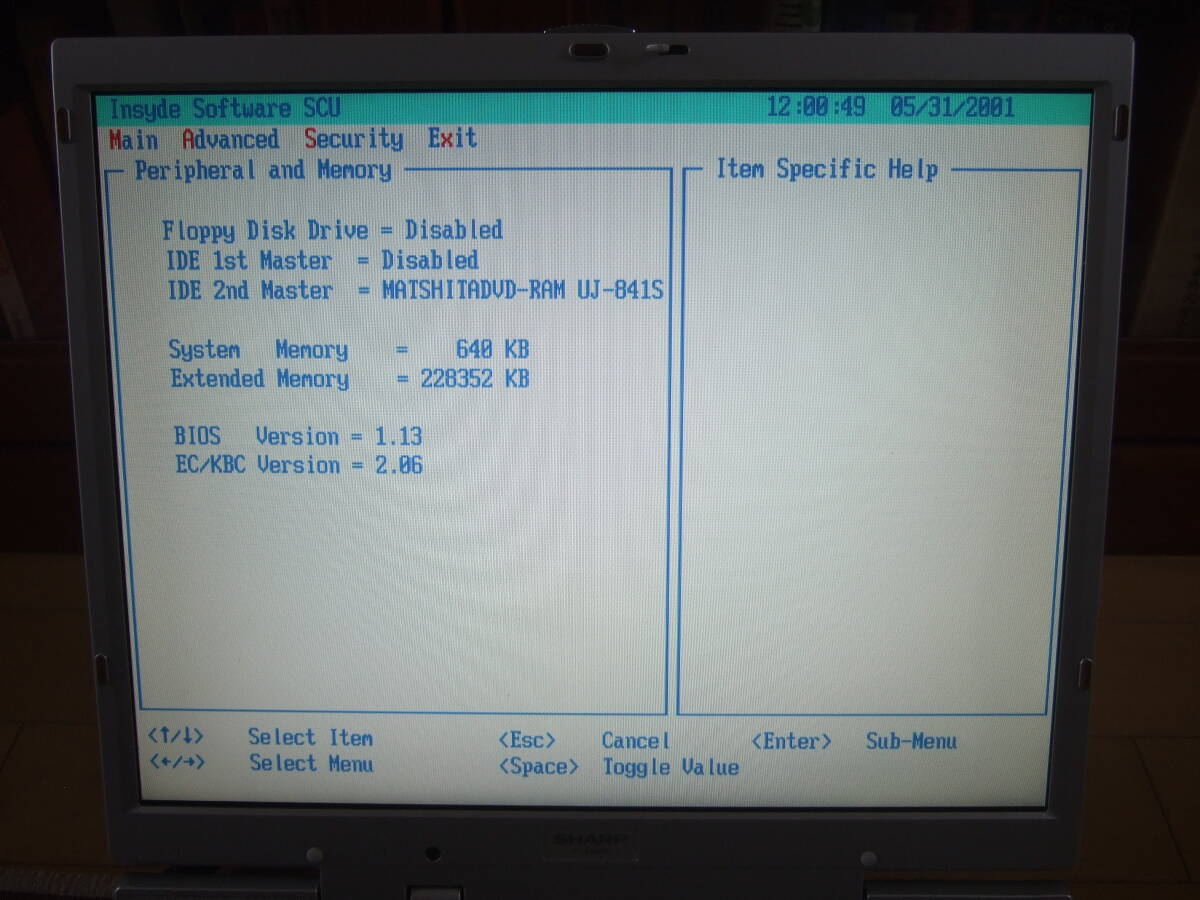きれい Sharp PC-XG60K ジャンク BIOS可拍卖