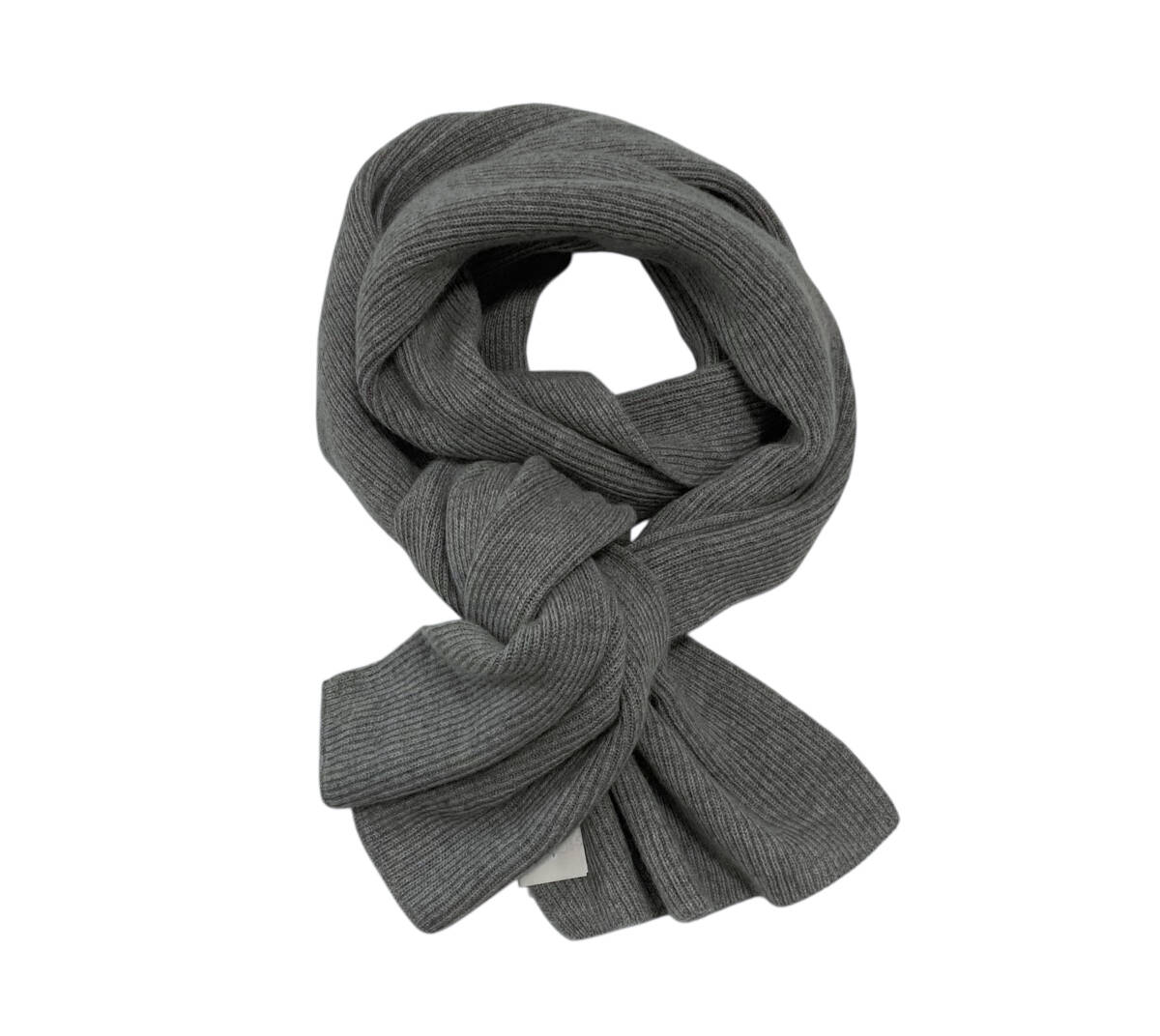 【本物】ブルネロクチネリ 軽量カシミヤリブ編みニット ロングマフラー チャコールグレー Brunello Cucinelli拍卖