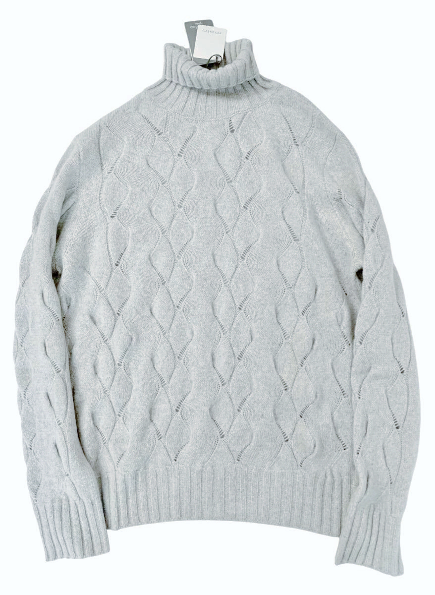 【本物】malo マーロ 軽量カシミヤ タートルネックメンズセーター グレー 拍卖