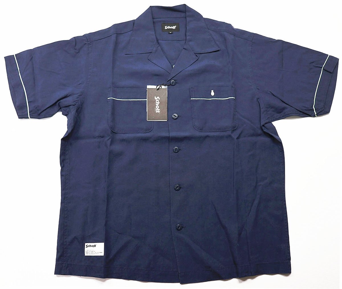Schott (ショット) BOWLING SS SHIRT - Leather Jacket Makes a Men - / 刺繍 ボーリングシャツ #782-5123012 未使用品 ネイビー size M拍卖