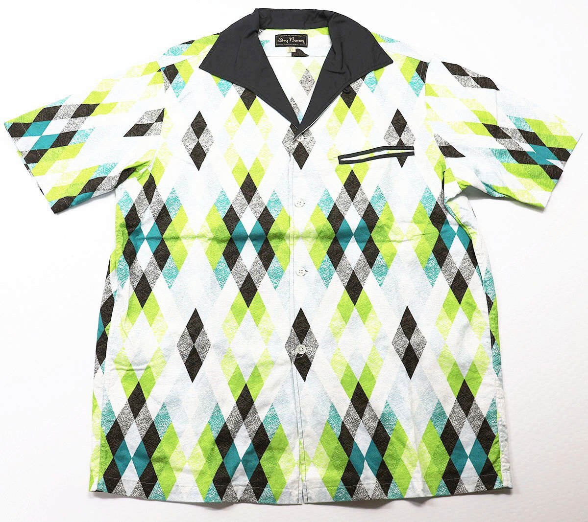 Dry Bones (ドライボーンズ) Print Italian Collar Shirt - LOZENGE - / イタリアンカラーシャツ ロゼンジ DS-2742 極美品 size 40(L)拍卖