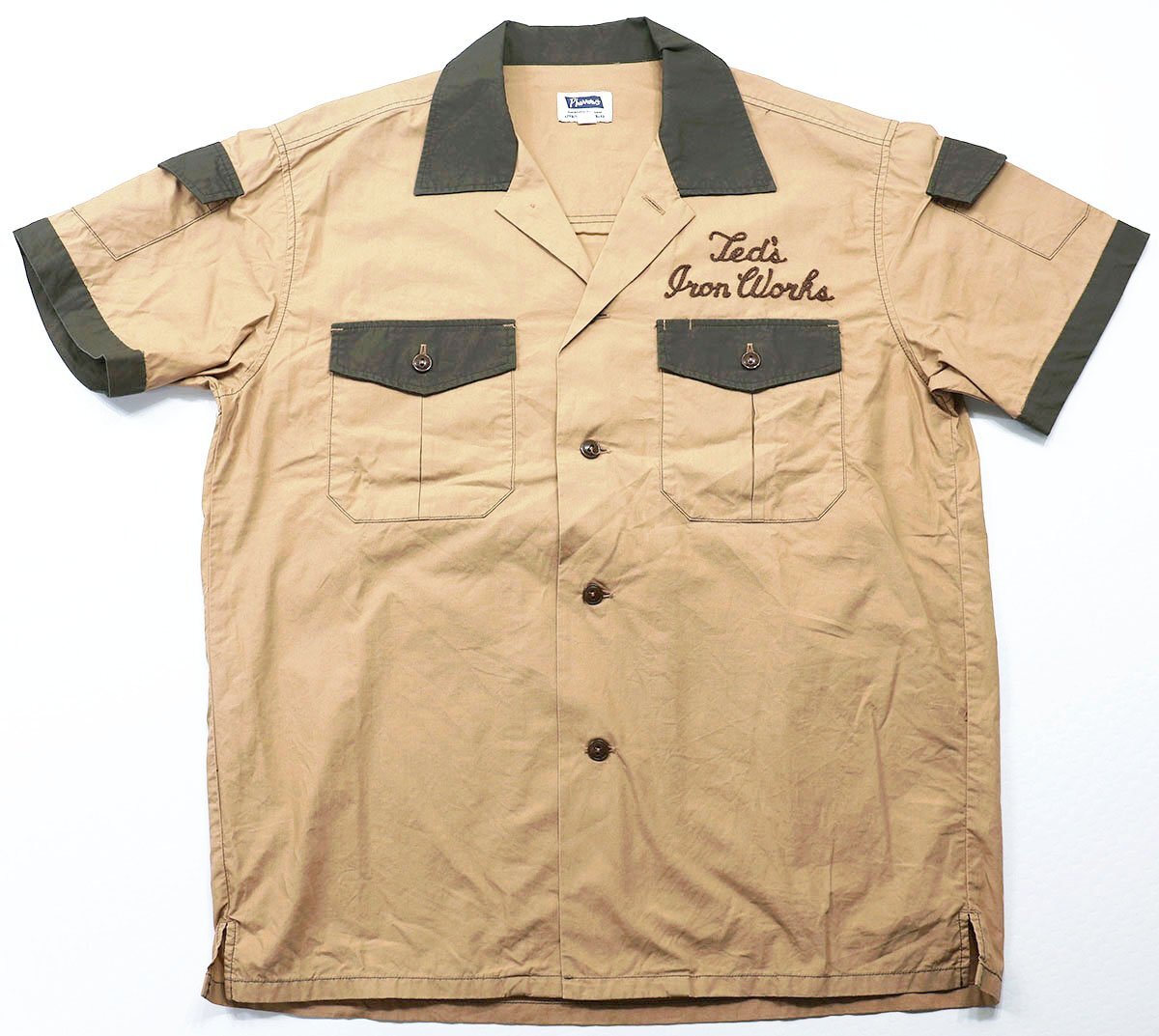 Pherrow's (フェローズ) Lot 21S-P2WS1 - TWO TONE WORK SHIRT / タイプライター 2トーン ワークシャツ 美品 ライトブラウン size 38(M)拍卖