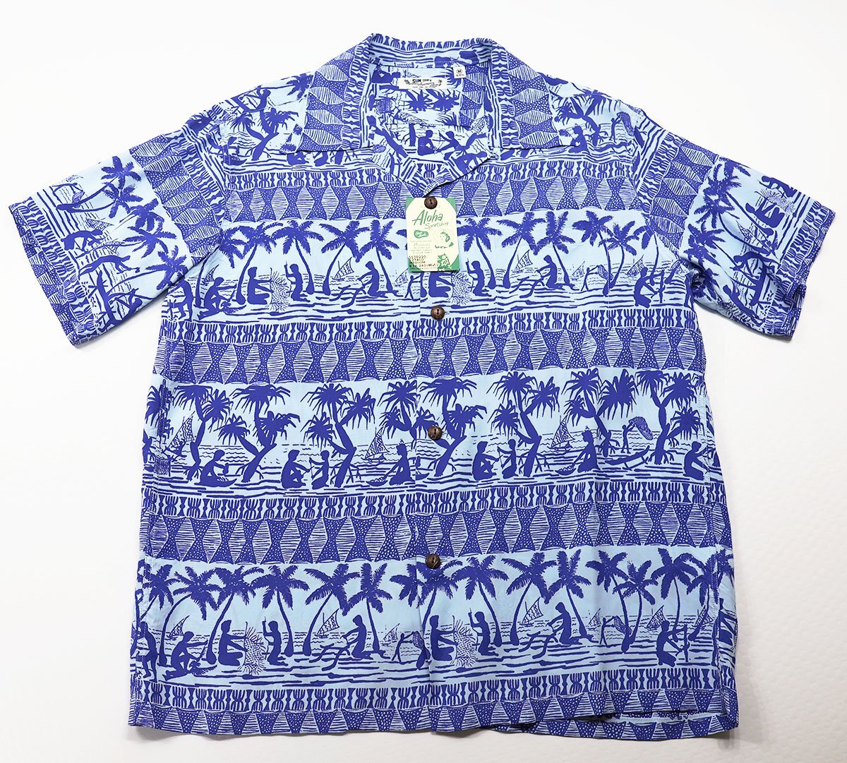 SUN SURF (サンサーフ) ALOHA SHIRT - ISLAND CLASSIC BORDER - / アロハシャツ アイランド・クラシック・ボーダー SS39220 未使用品 M拍卖