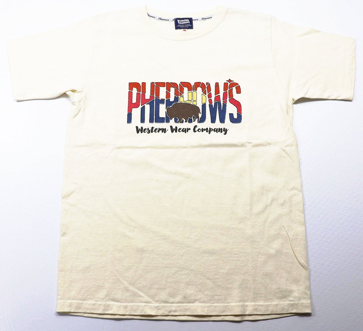 Pherrow's (フェローズ) CREW NECK TEE - W.W.C. - / プリントTシャツ 25S-PT19 美品 サンドホワイト size 38(M)拍卖