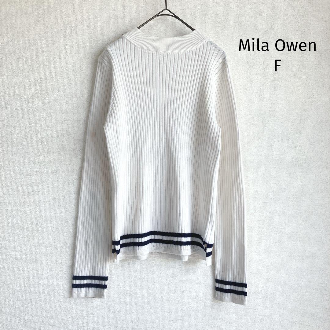 ミラオーウェン Mila Owen リブニット F ウール混 ハイネック ライン拍卖