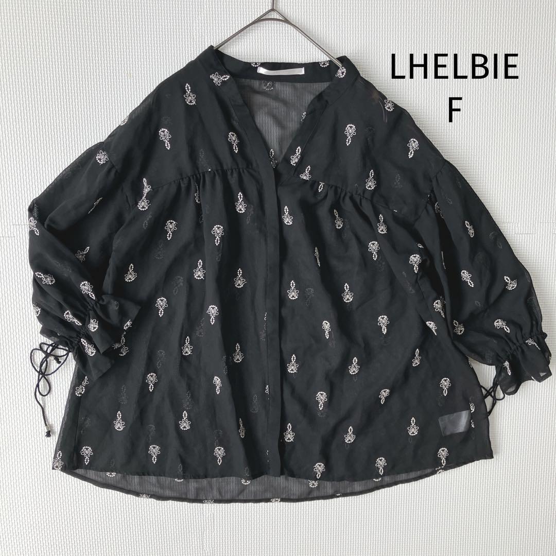 レルリエ LHELBIE シアーブラウス F 刺繍 ブラック 花柄 透け感拍卖